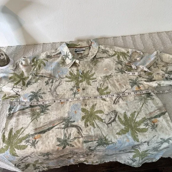 Columbia Swordfish Hawaiian Shirt Mens XXL Fish Button Up Collared Cotton Beach - Picture 10 of 14